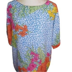 Bahama Mama Leopard Tropical Floral Dress M
